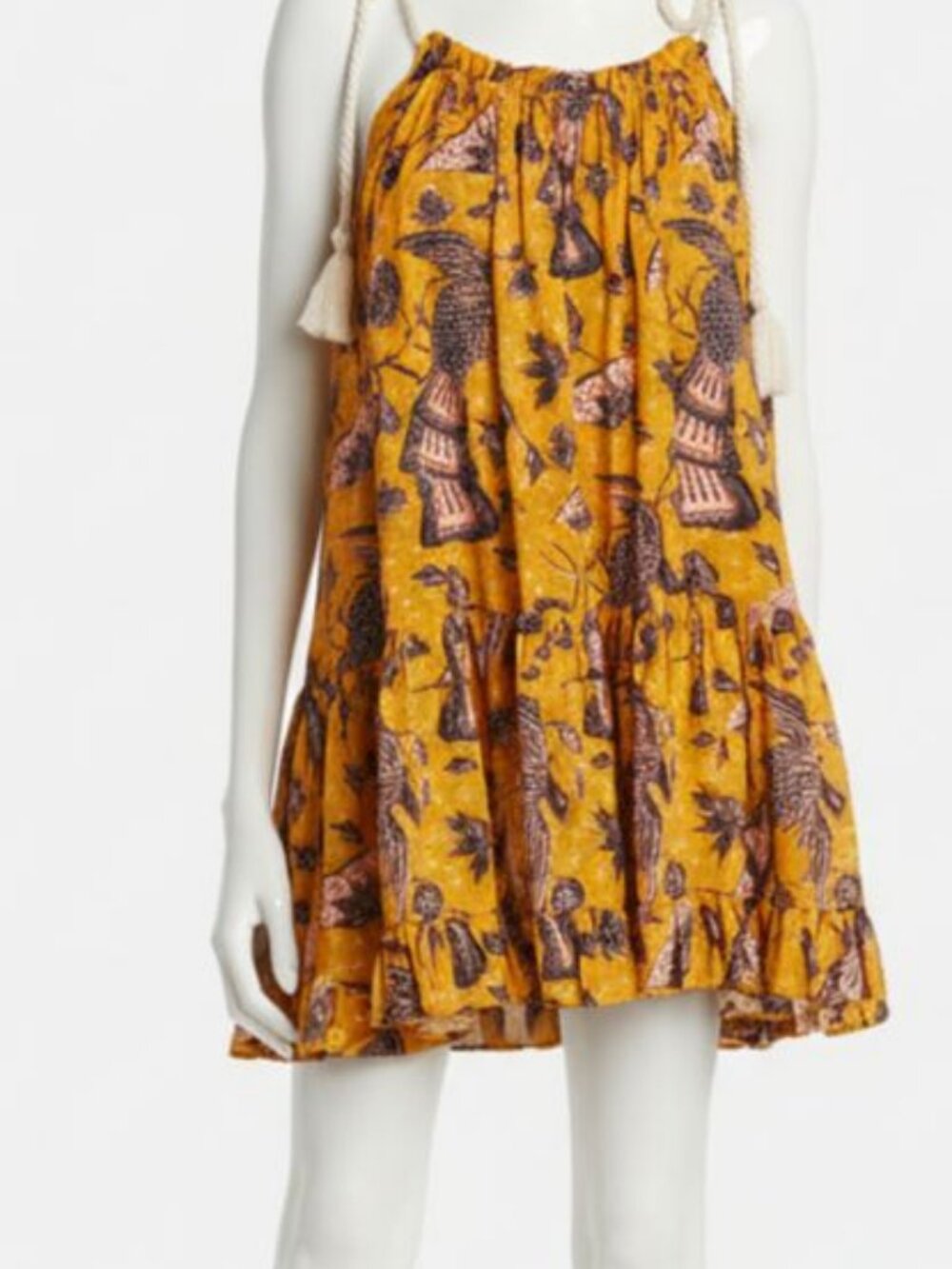Ulla Johnson Women orange Trula Paisley Cotton Blend Swim Cover-Up Dress Size L